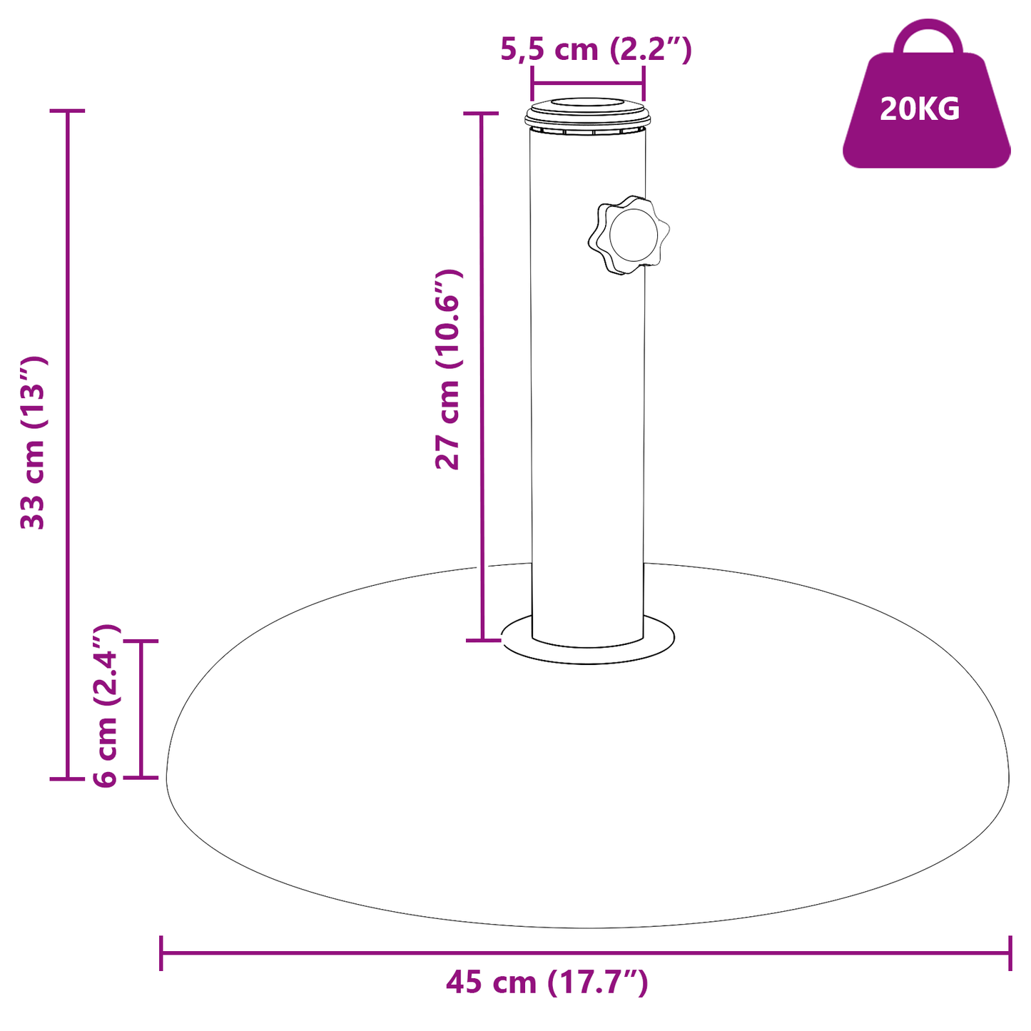 Schirmständer Für 37/42/52/58Mm Stangen Mehrfarbiger Beton 20 Kg