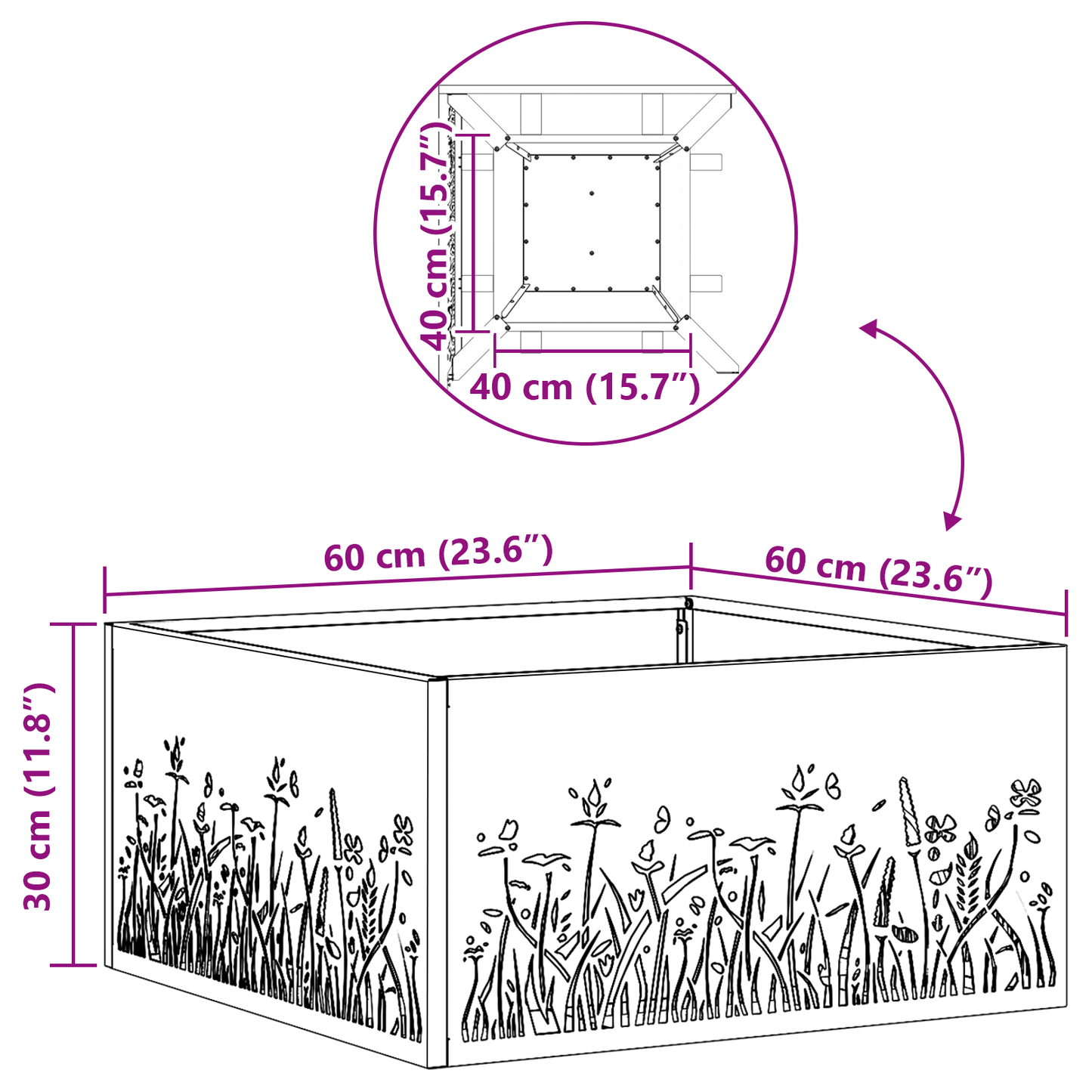 Feuerstelle Quadrat Wetterstahl