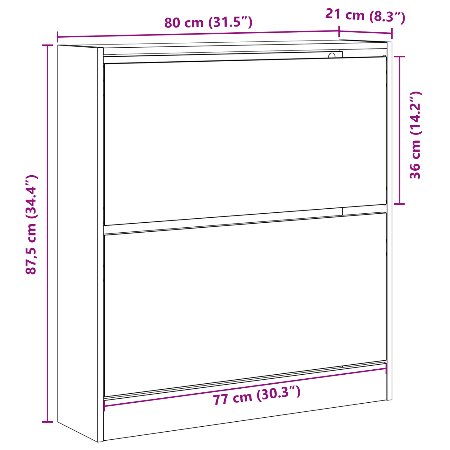 Schuhschrank Mit Klappenfach 80X21X87,5 Cm Altholz