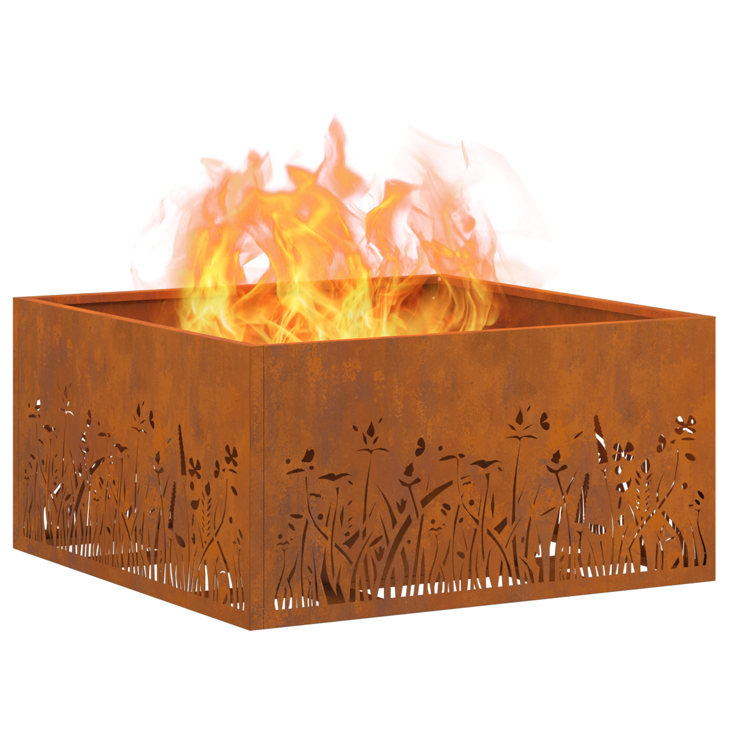 Feuerstelle Quadrat Wetterstahl