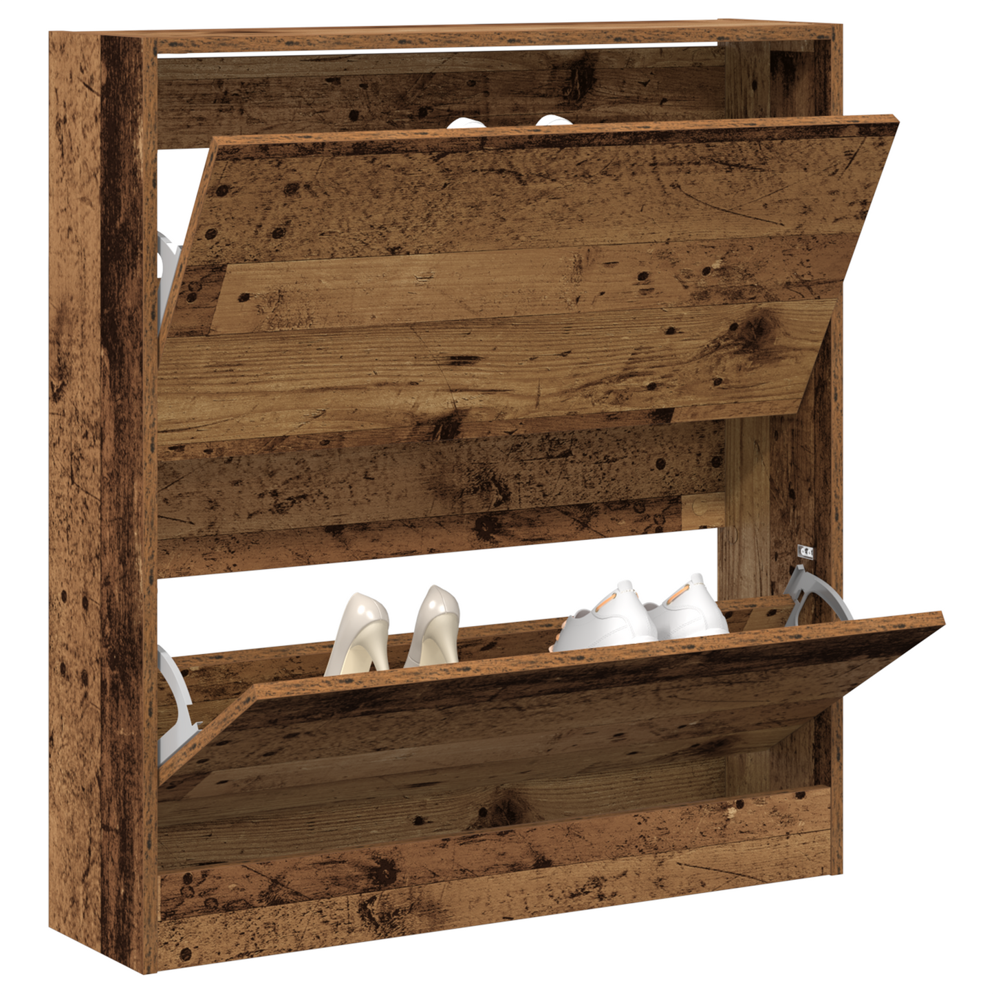 Schuhschrank Mit Klappenfach 80X21X87,5 Cm Altholz