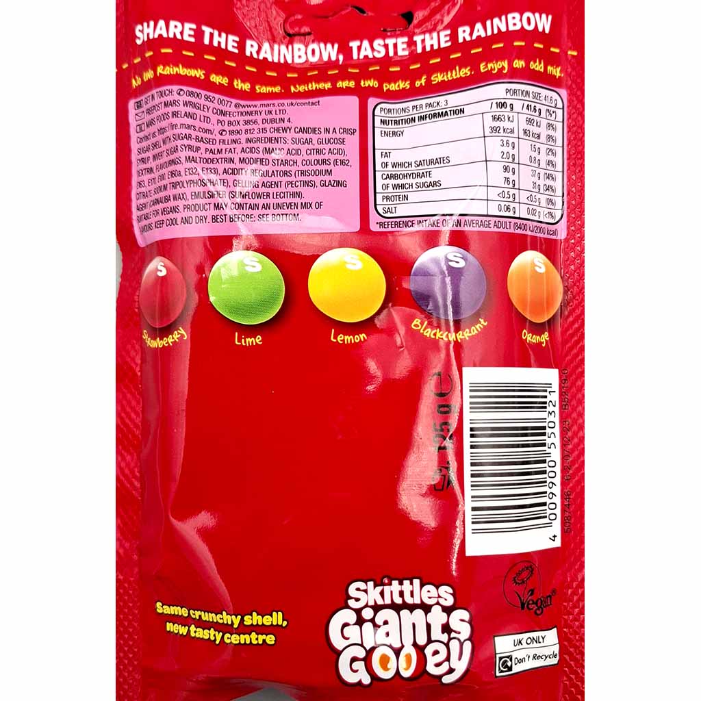 Skittles Giants Gooey Kaubonbons 125g Extra große Kaudragees mit neuen intensiveren Geschmack. - Candyshop.ch