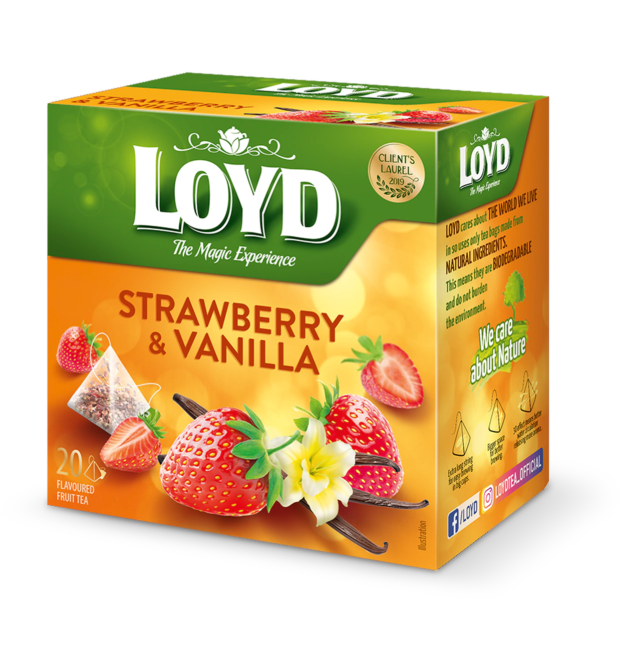 Loyd Tee Erdbeer & Vanille Pyramiden Beutel 20x2g Früchtetee