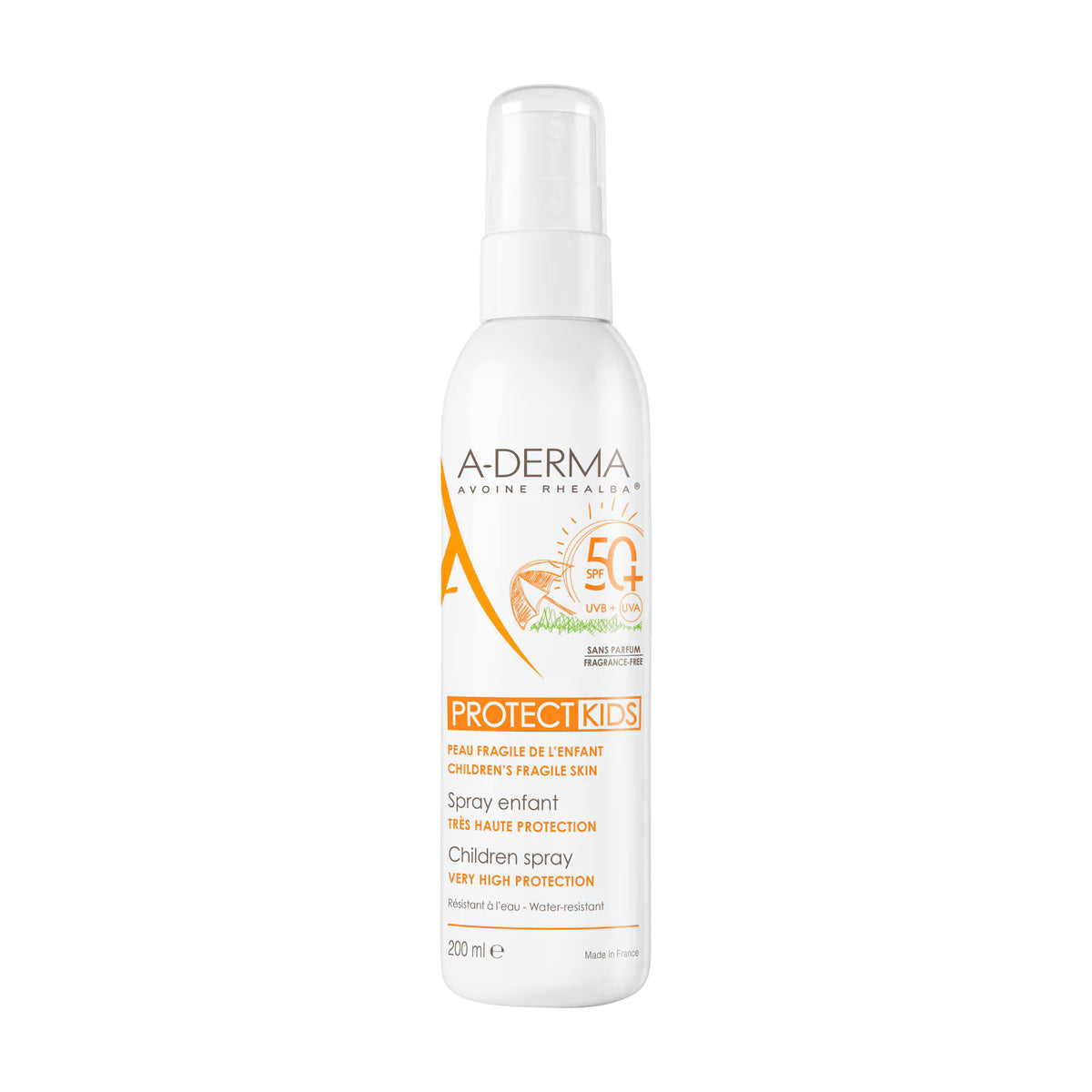 A-Derma A-Derma, Protect Kids, Hoher UV-Schutz, Sonnenschutzspray, SPF 50+, 200 ml Regular