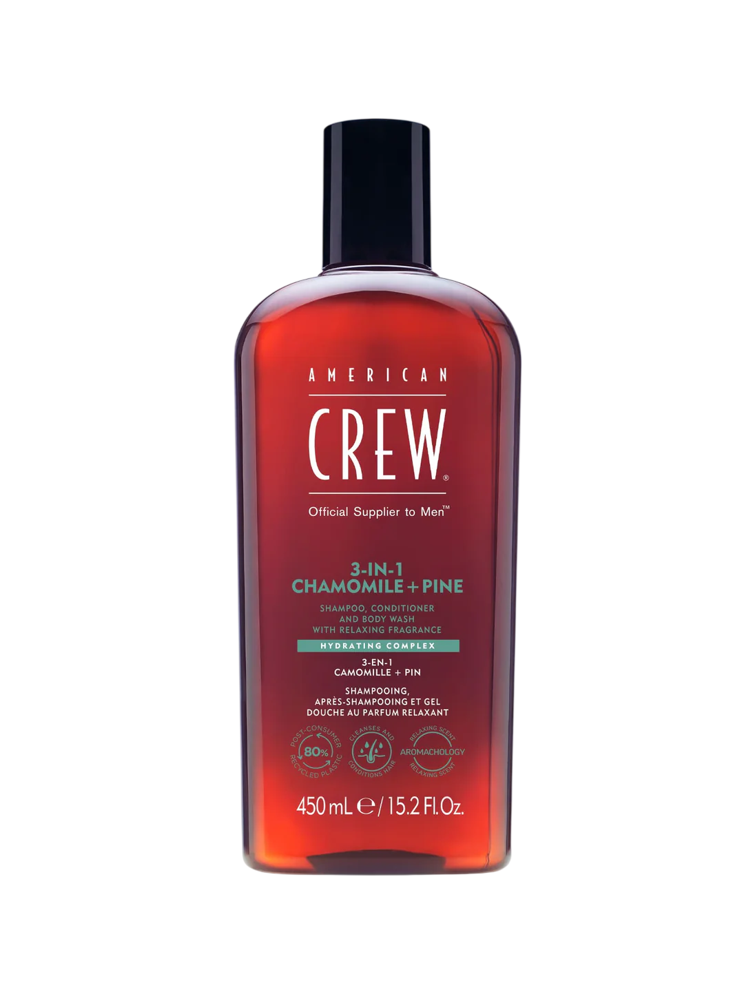 American Crew American Crew, 3-In-1 Tea Tree, Chamomile & Pine, Haarshampoo, Spülung & Duschgel 3-in-1, Hydratisierend, 450 m
