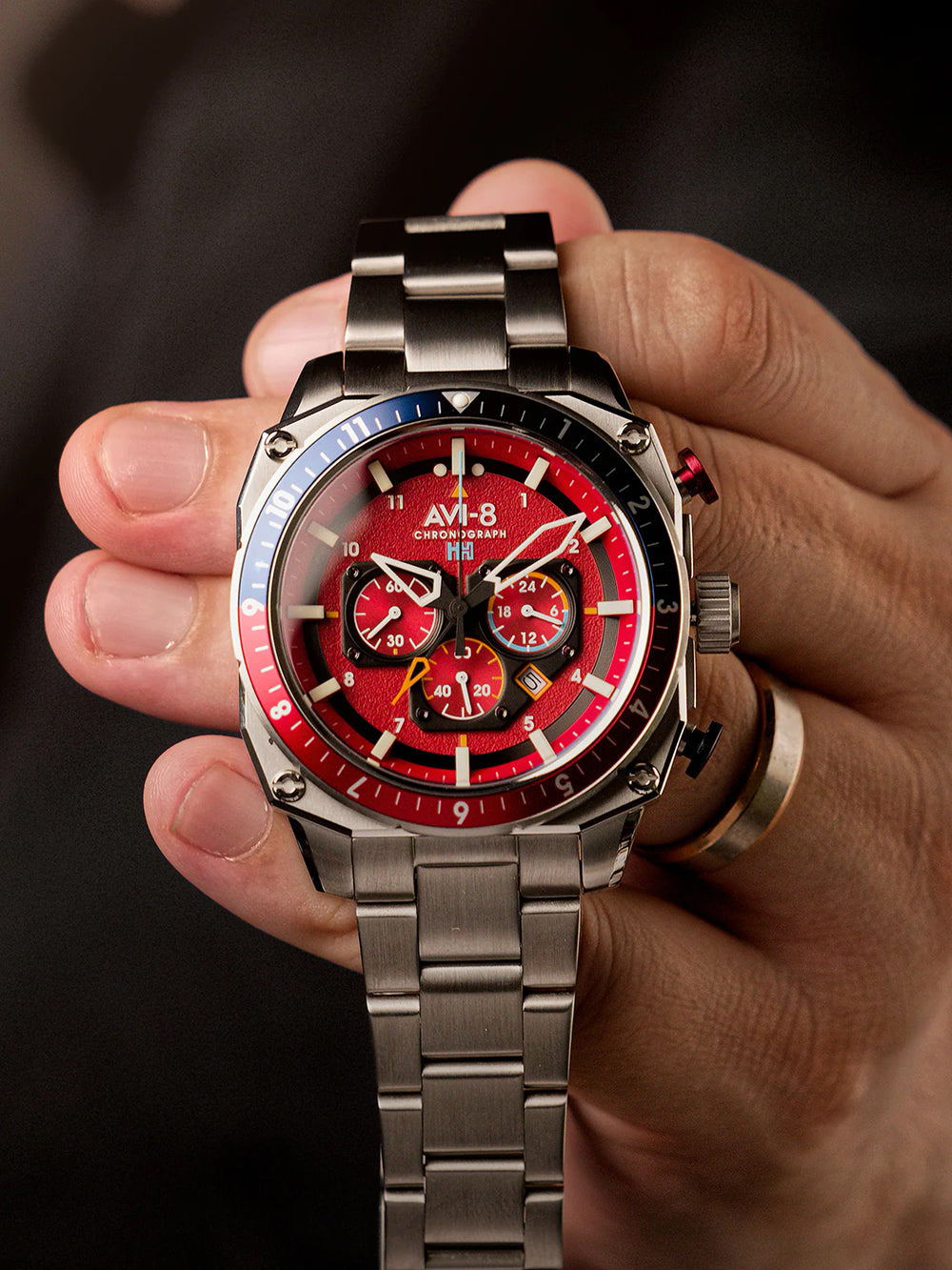AVI-8 AV-4100-22 Analoguhr Armbanduhr 46 mm ansicht-3