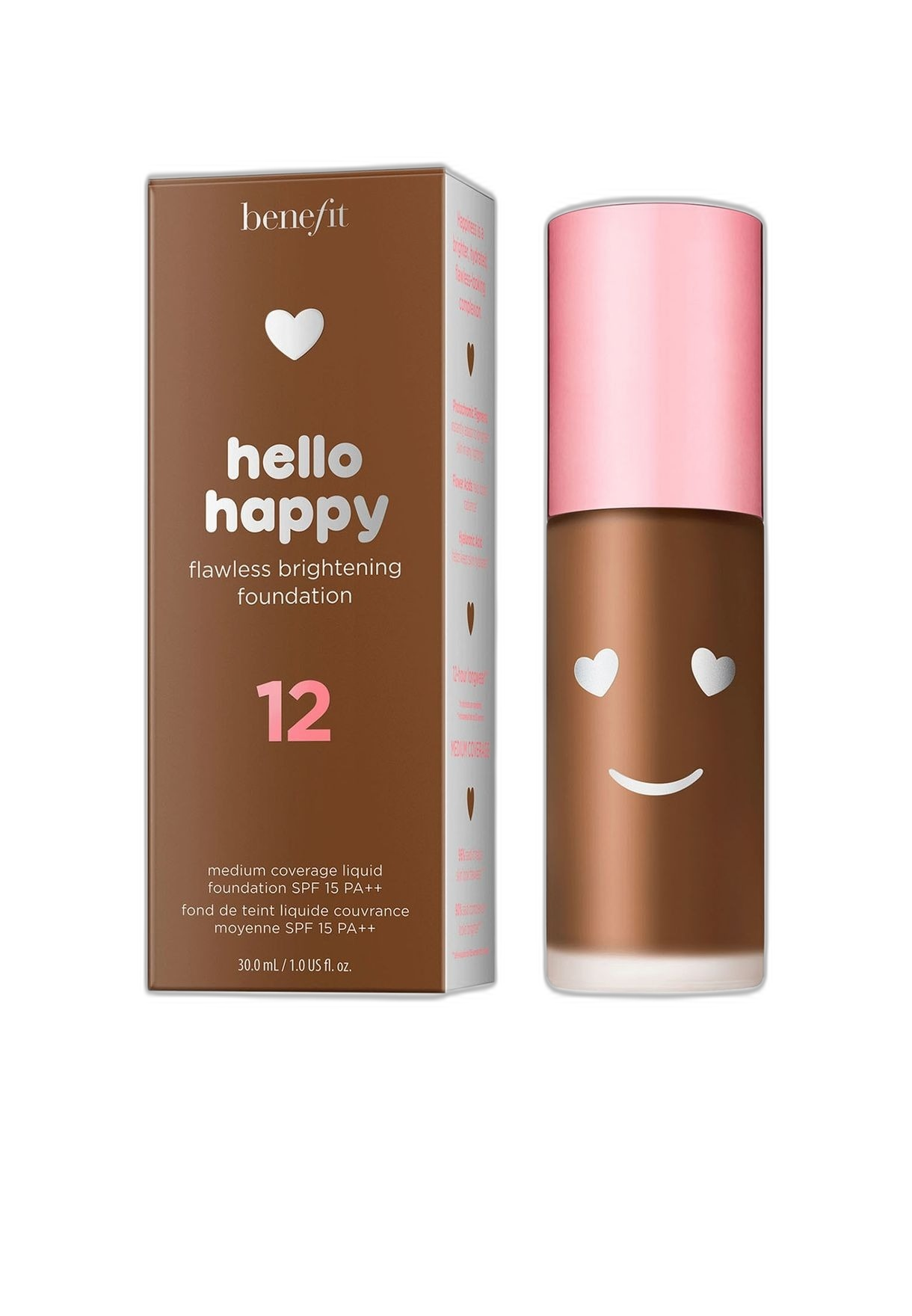 Benefit Benefit, Hello Happy, Aufhellung, Flüssige Grundierung, 12, Tiefes Warm, SPF 15, 30 ml Regular