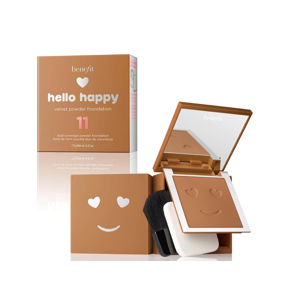 Benefit Benefit, Hello Happy Velvet, Mattes Finish, Kompakt-Foundation, 11, Dunkel Neutral, 7 g Regular