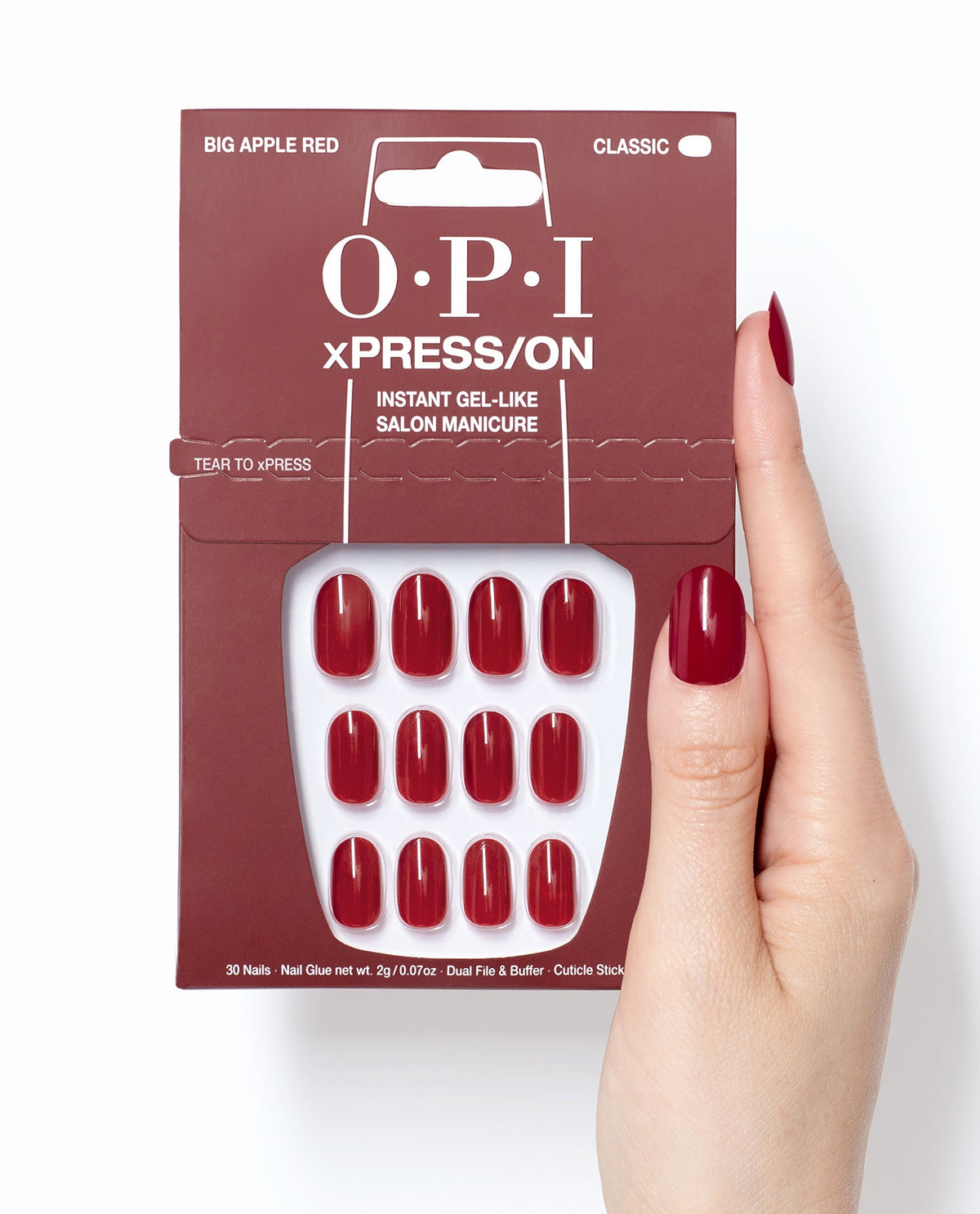 Opi Xpress-On Uñas Artificiales Tonos Icónicos Big Apple Red 30 U