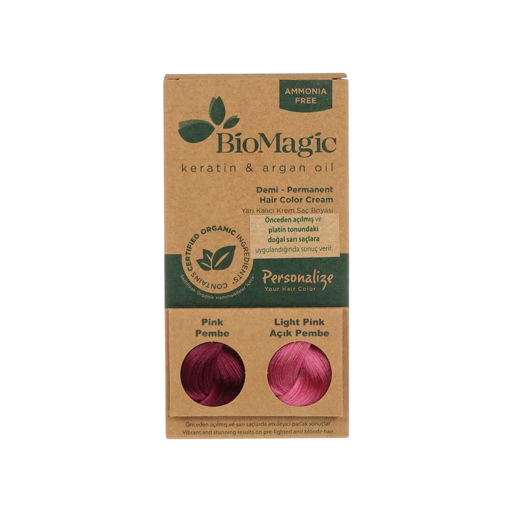 Biomagic Demi-permanente Haarfarbe Pink 250 ml – Sanfte Farbintensität mit Keratin & Arganöl