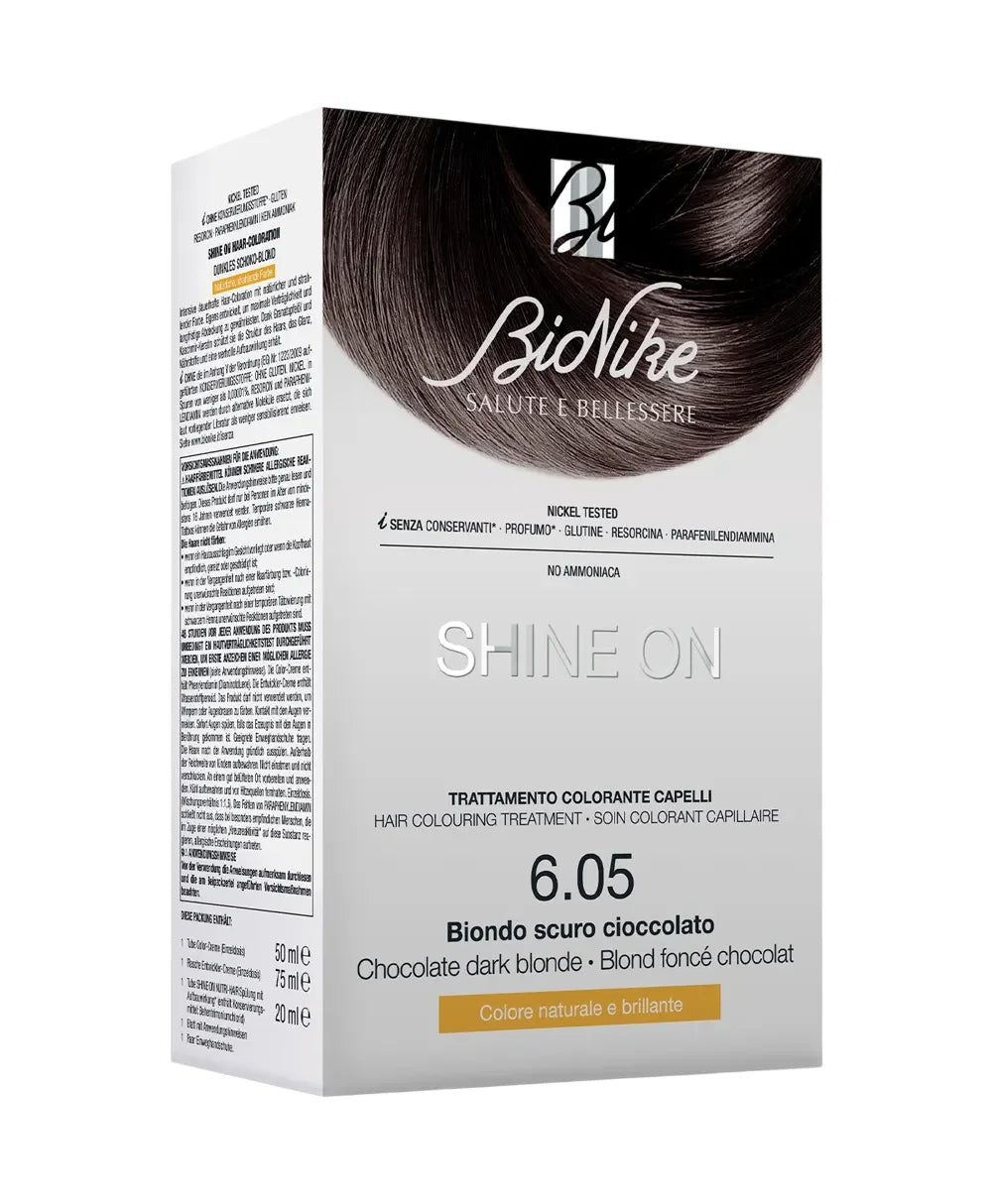 BioNike Permanente Haarfarbe BioNike, Shine On, Permanent Hair Dye, 6.05 Dark Chocolate Blonde, 145 ml Regular