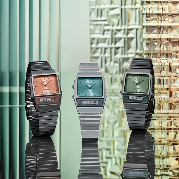 CASIO COLLECTION & VINTAGE EDGY COLLECTION - AQUA GREEN AQ-800EC-2AEF Dual Time Armbanduhr 40 mm Grün ansicht-3