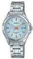 CASIO COLLECTION & VINTAGE LADY DATE - LIGHT BLUE Damen Quarzuhr mit Datum aus Edelstahl mit SS – Seitenansicht