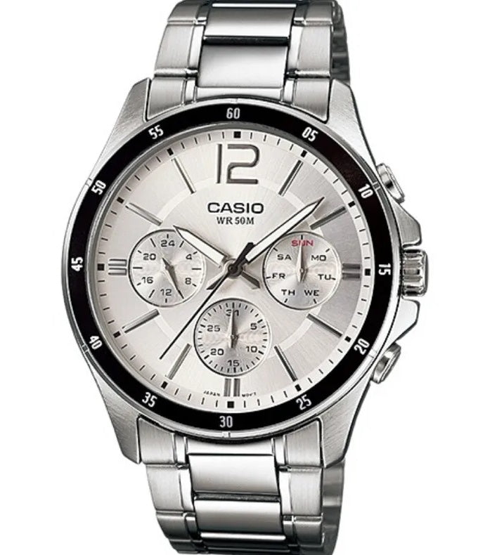 CASIO COLLECTION & VINTAGE MULTIFUNCTION CALENDAR - SILVER MTP-1374D-7AVDF Chronograph Armbanduhr 43.5 mm Silber ansicht-3