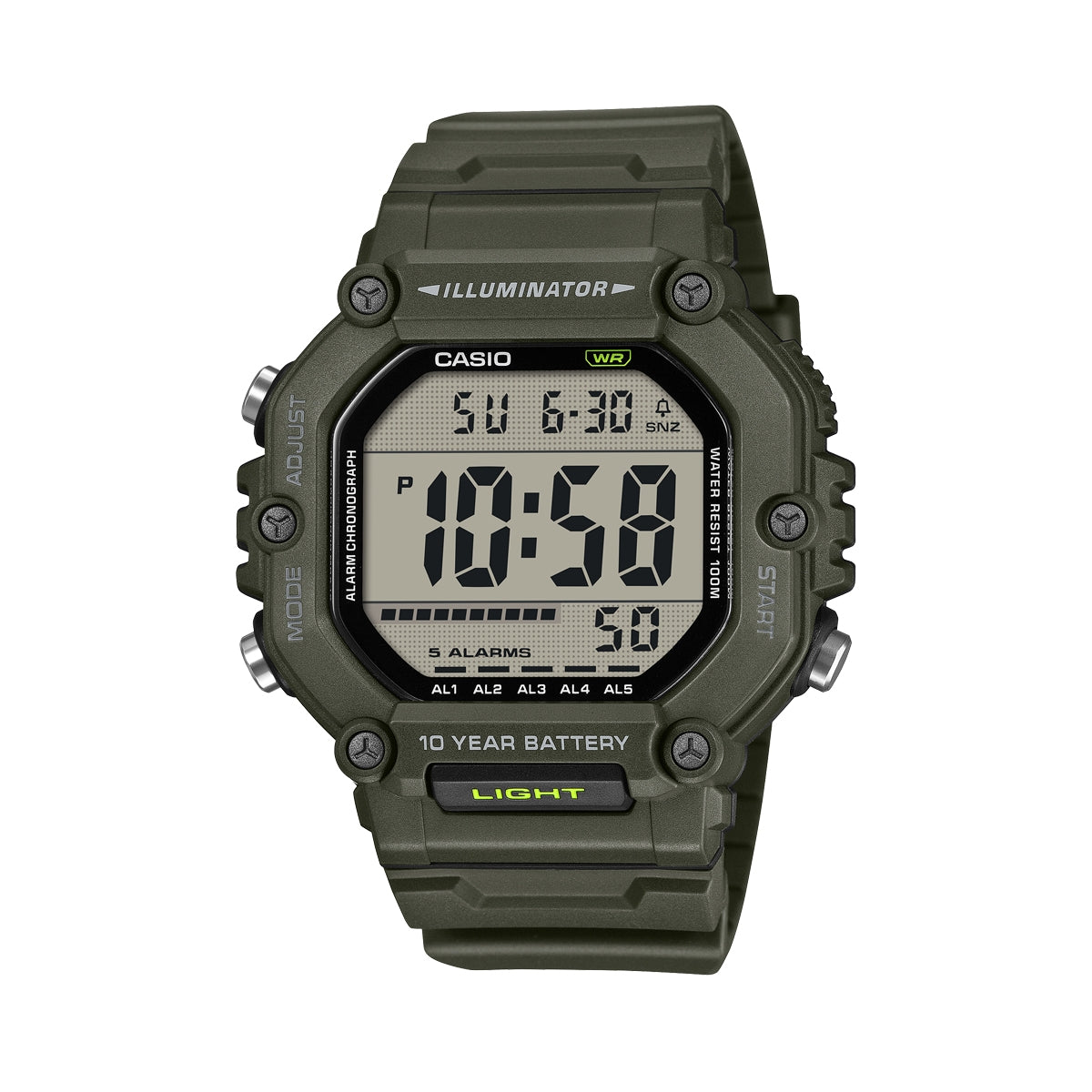 CASIO COLLECTION & VINTAGE OVERSIZE 10 YEARS BATTERY - GREEN AE-1600HX-3AVEF Multifunction Armbanduhr 50 mm Grün ansicht-3