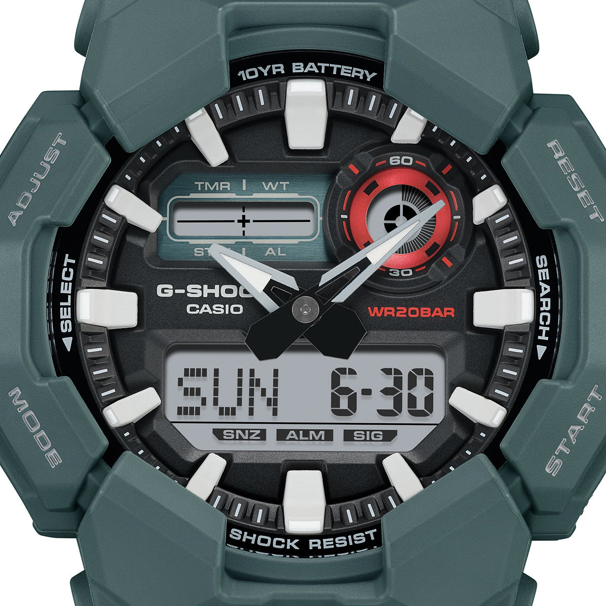 CASIO G-SHOCK NEW RUGGED BASIC Analog-Digital 10-Year Battery GA-010-2AER Multifunction Armbanduhr 52 mm ansicht-3