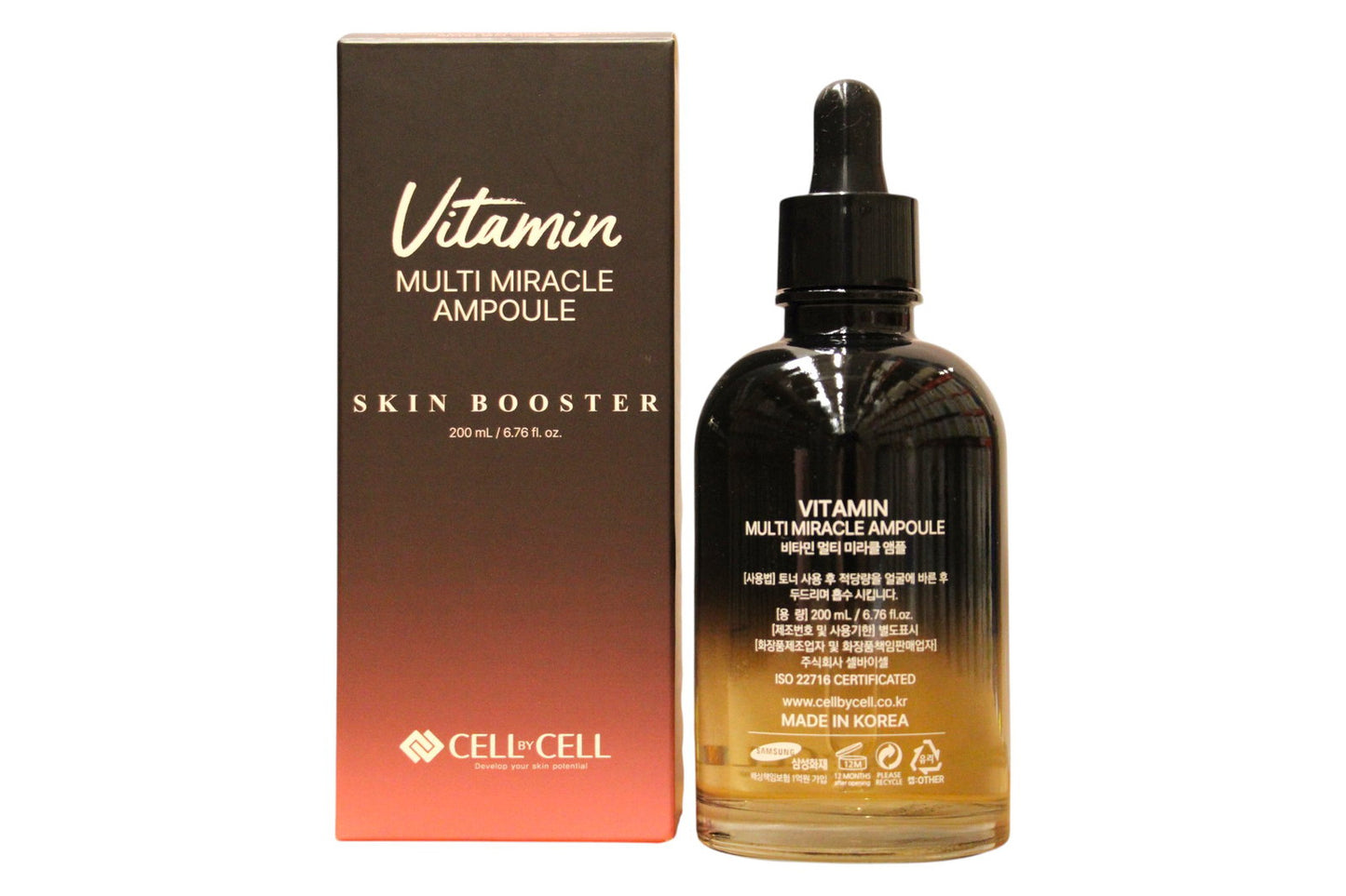 Cell By Cell Cell By Cell, Miracle Ampoule, Multivitamin, Anti-Flecken & Aufheller, Serum, Für das Gesicht, 200 ml Regular