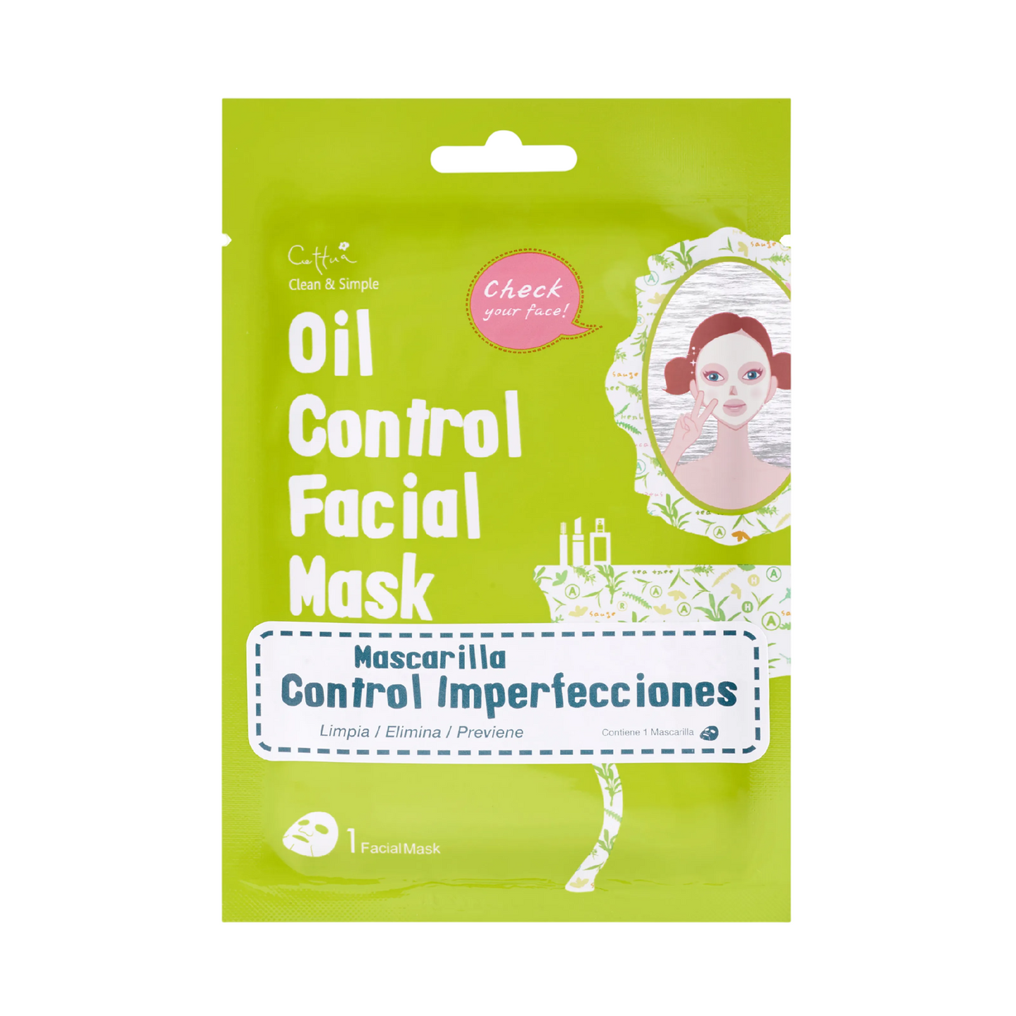 Cettua Cettua, Cettua, Ölkontrolle, Gesichtsmaske, Für das Gesicht, 20 g Regular