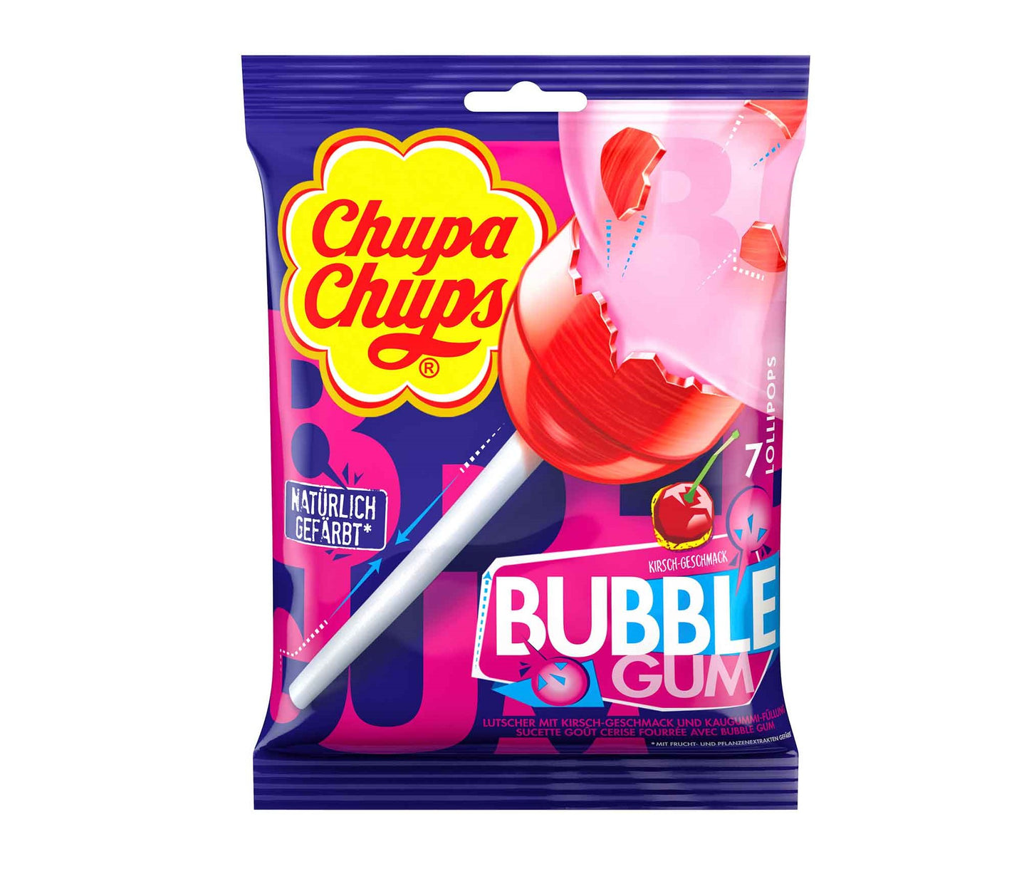 Chupa Chups Bubble Gum Kirsche 7er