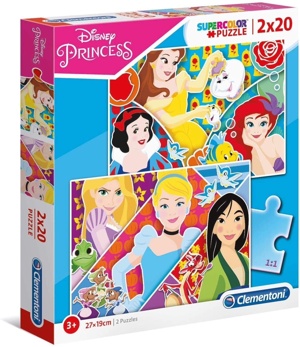 Clementoni Duo Set, Clementoni, Supercolor, Disney-Prinzessin, Puzzle, Für Mädchen, 3+ jahre, 2 x 20 stk Regular