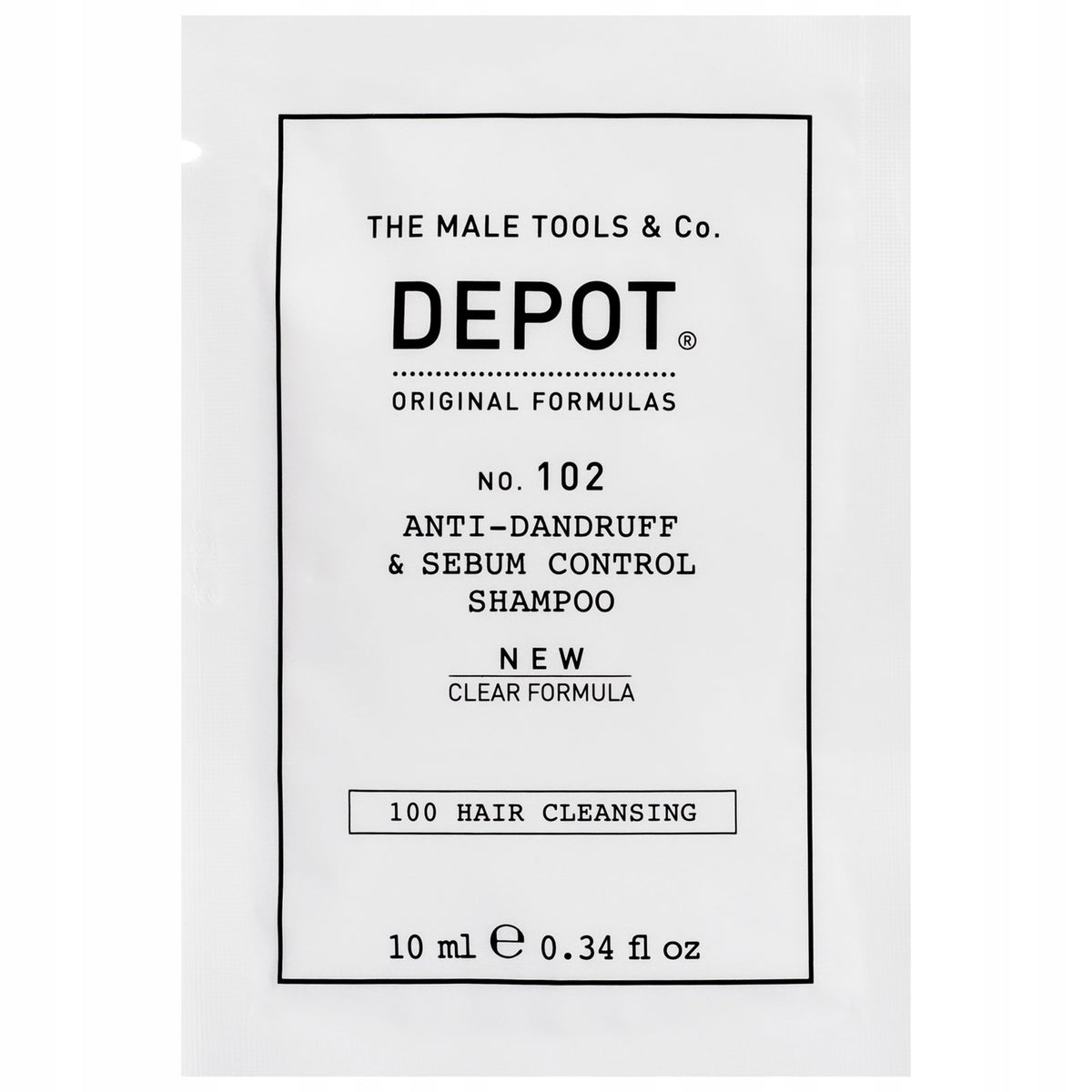 Depot Depot, 100 Hair Cleansing No. 102 Clear Formula, Botanischer Komplex, Haarshampoo, Anti-Schuppen & Sebumkontrolle, 10 m