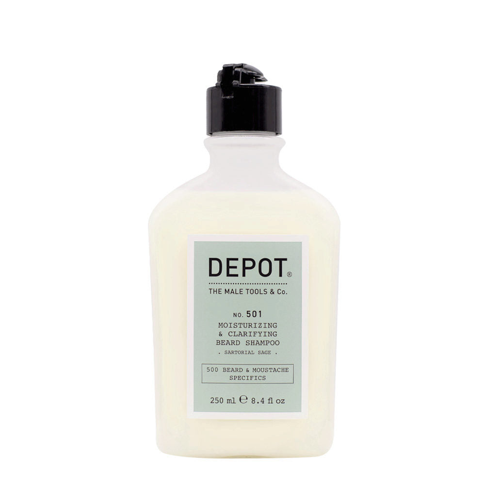 Depot Depot, 500 Beard & Mustache Specifics No. 501, Bartshampoo, Feuchtigkeitsspendend und klärend, 250 ml Regular