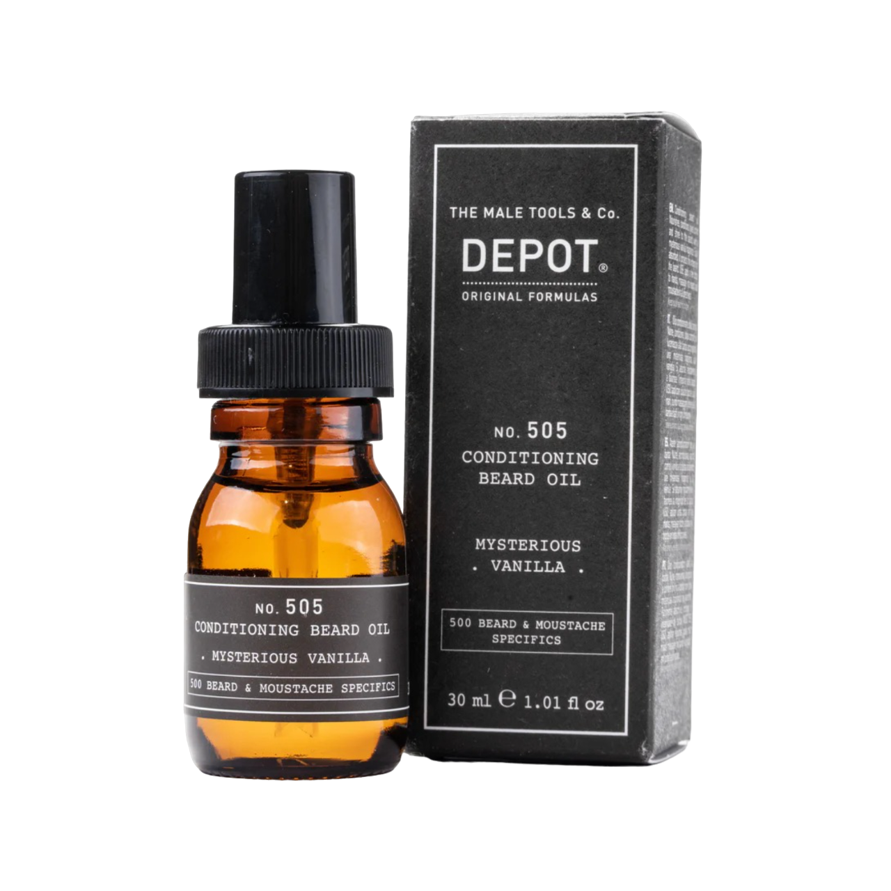 Depot Depot, 500 Beard & Mustache Specifics No. 505, Bartöl, Geheimnisvolle Vanille, Vitamin E, Für Glanz und Weichheit, 30 m