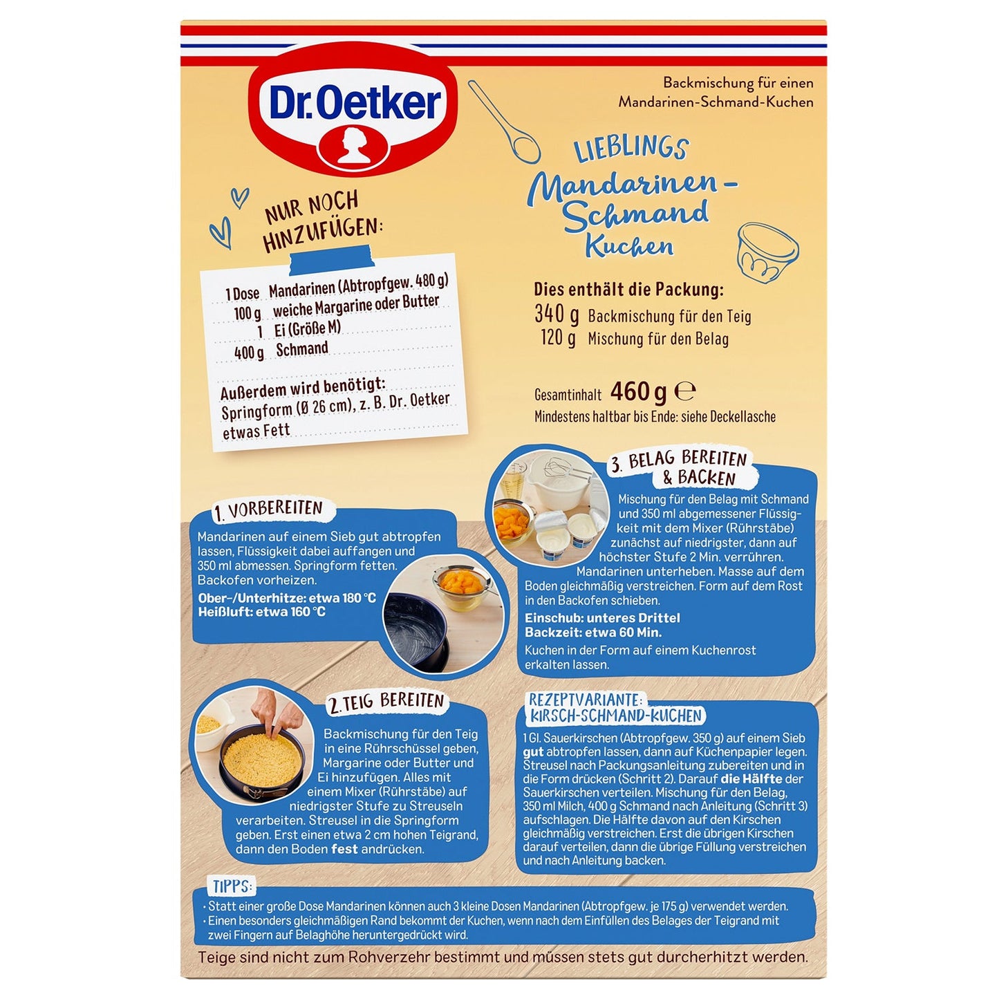 Dr Oetker Mandarinen Schmand Kuchen Backmischung - Candyshop.ch
