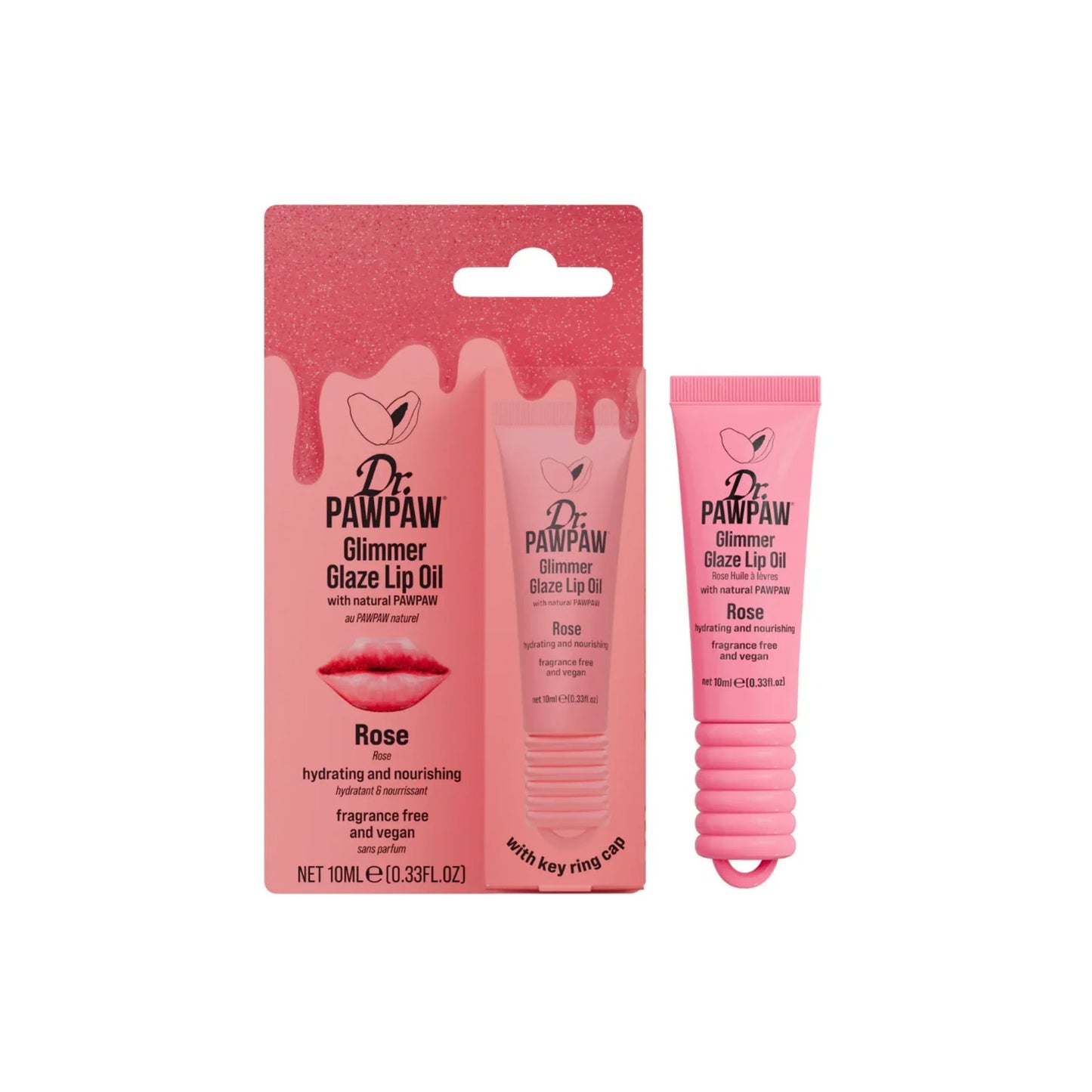 Dr. PawPaw Lippenöl Dr. PawPaw, Glimmer Glaze, Glow & Hydrating, Lip Oil, Rose, 10 ml Regular