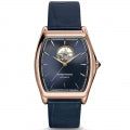 EMPORIO ARMANI SWISS MADE Herren Only Time Armbanduhr aus Edelstahl mit Lederarmband 41 mm – Seitenansicht
