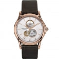 EMPORIO ARMANI SWISS MADE KAPPA Herren Only Time Armbanduhr aus Edelstahl mit Lederarmband 42 – Seitenansicht