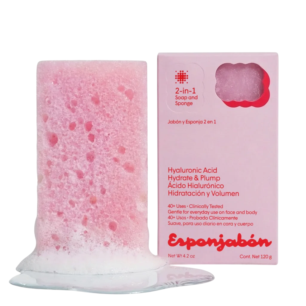Esponjabon Esponjabon, Hyaluronic Acid, Reinigung und Hydratisierung, Massage-Seifenstück, Gesicht & Körper, 120 g Regular