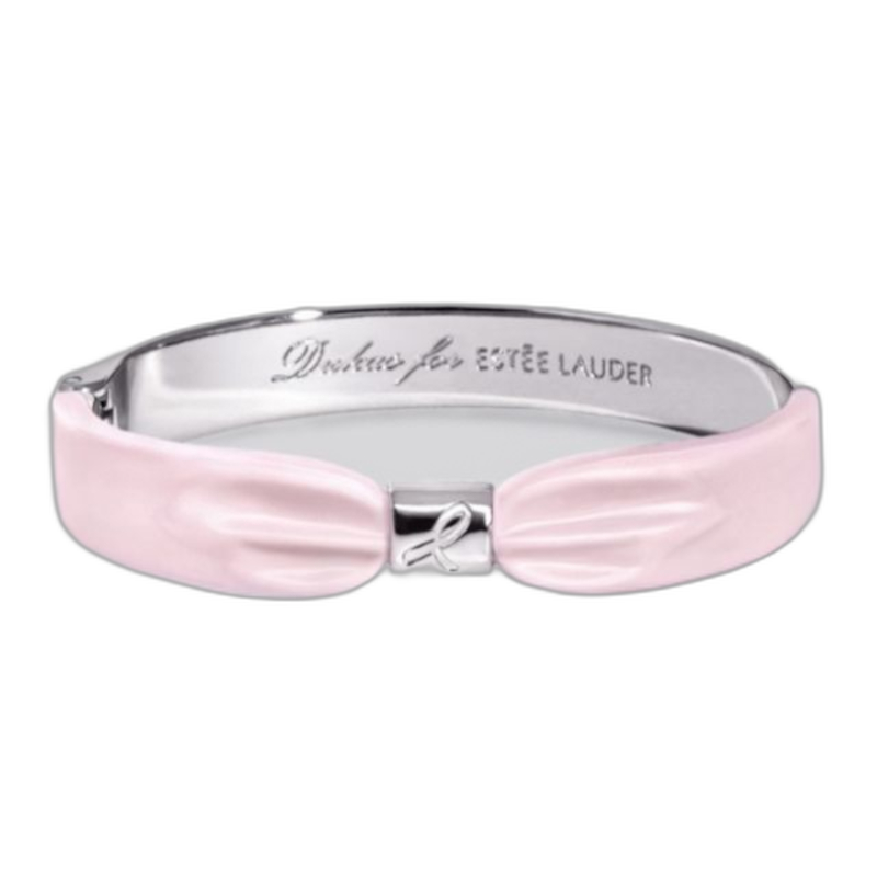 Estee Lauder, Dukas Collection 2021 - Pink Ribbon, Für die Kampagne zur Brustkrebsaufklärung, Armband aus unedlem Metall, Rosa, Für Frauen