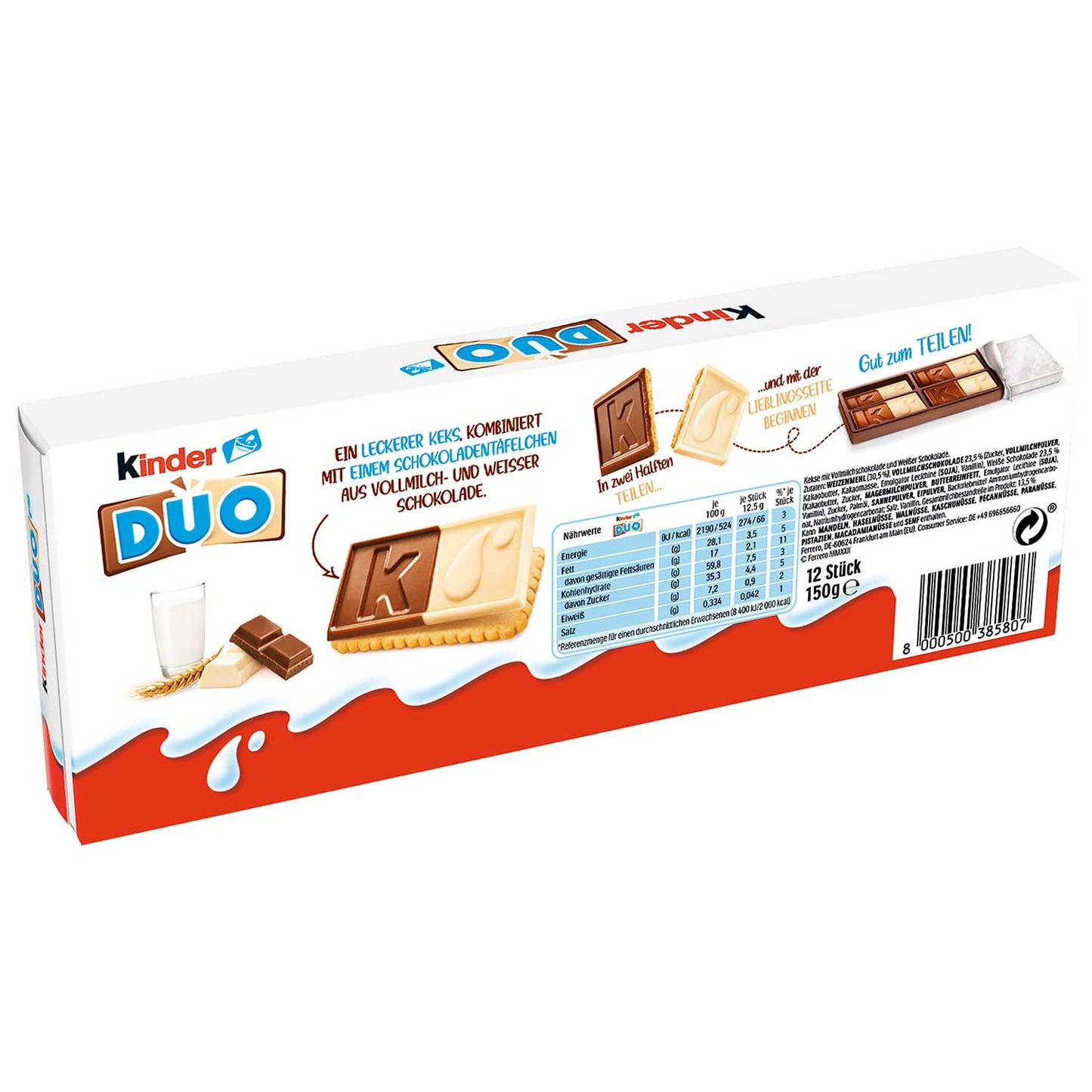 kinder Duo Kekse 12er Kekse mit weißer Schokolade und Milchschokolade - Candyshop.ch