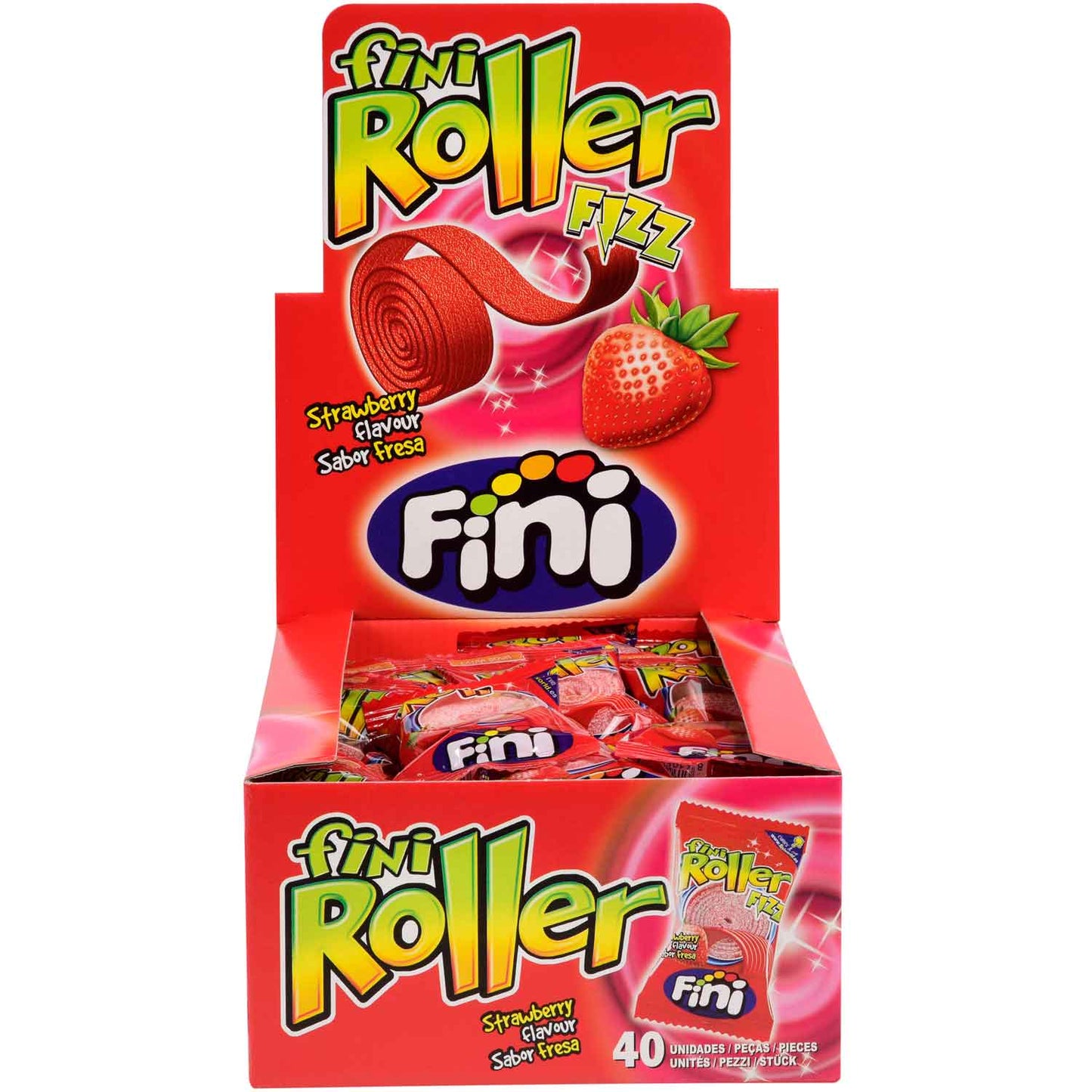 Fini Roller Strawberry Fizz Saurer Fruchtgummi-Streifen mit Erdbeergeschmack - Candyshop.ch