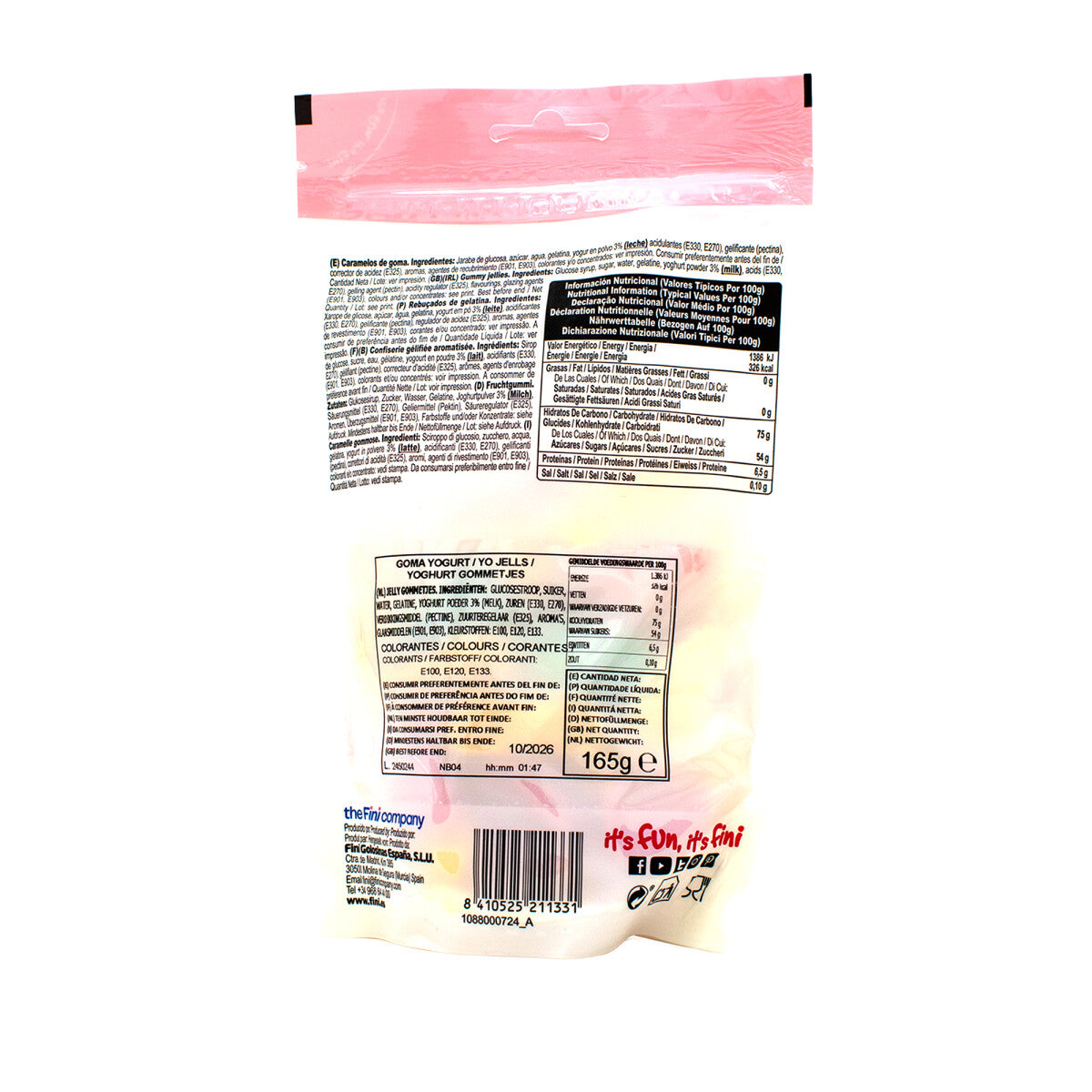 Fini Yogurt Jellies – Fruchtgummis mit Joghurtgeschmack 165 g – Seitenansicht