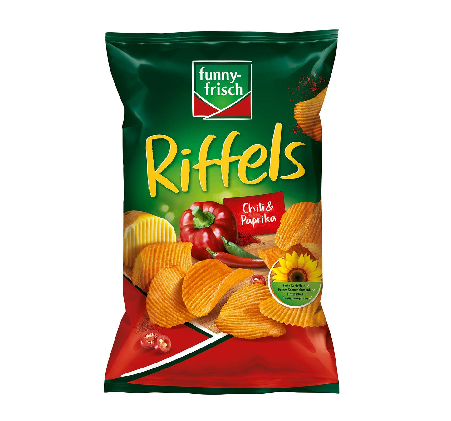 funny-frisch Riffels Chili & Paprika 150g Glutenfrei. Für Vegetarier geeignet.