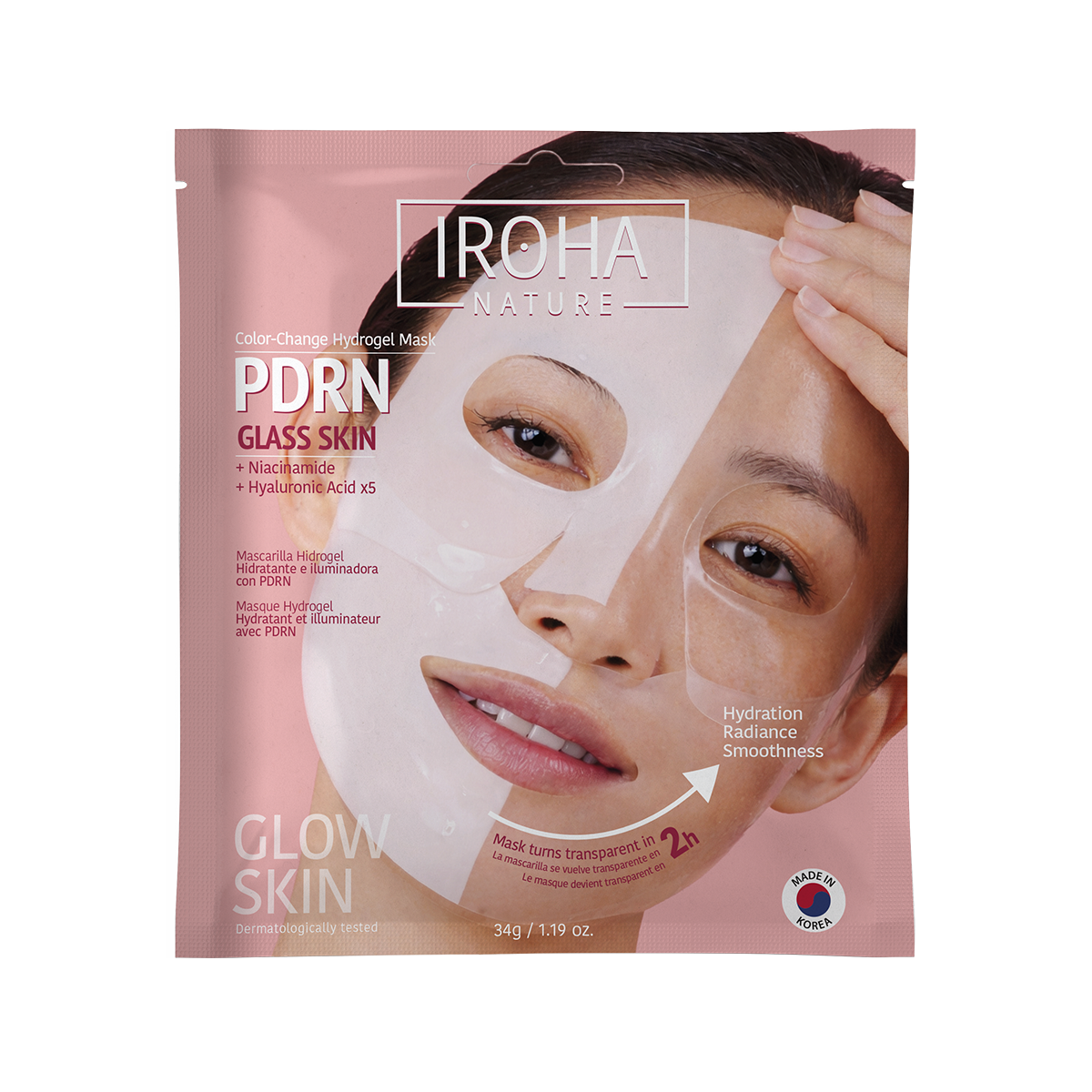 Iroha Nature Pdrn Glass Skin Color Change Hydrogel Mask 1 U
