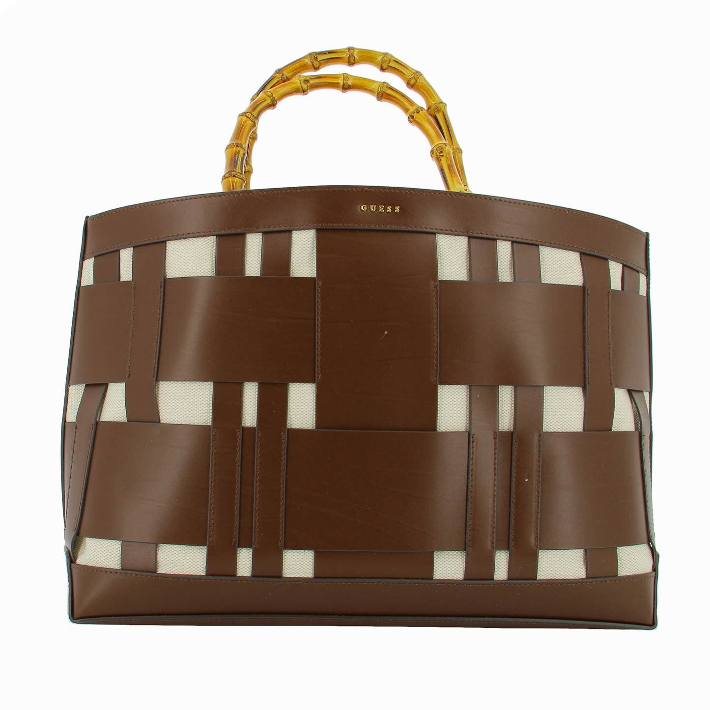 Guess, Aida, Leder, Textilhandtasche, Dunkelbraun, HWAIDWL2376, 50 x 35 x 19 cm