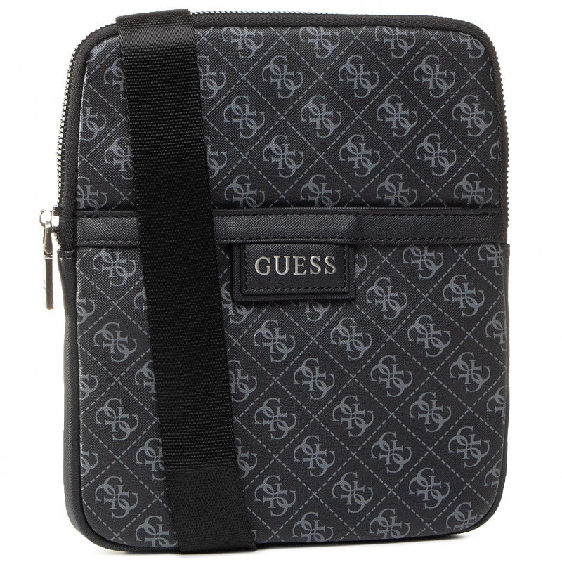 Guess, Dan, Flacher Oberteil mit Reißverschluss, Textil-Umhängetasche, Schwarz, Für Männer