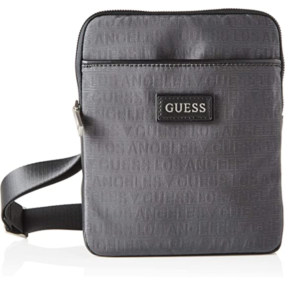Guess, Dan, Flacher Oberteil mit Reißverschluss, Textil-Umhängetasche, Grau, 19 x 23 x 2,5 cm, Für Männer