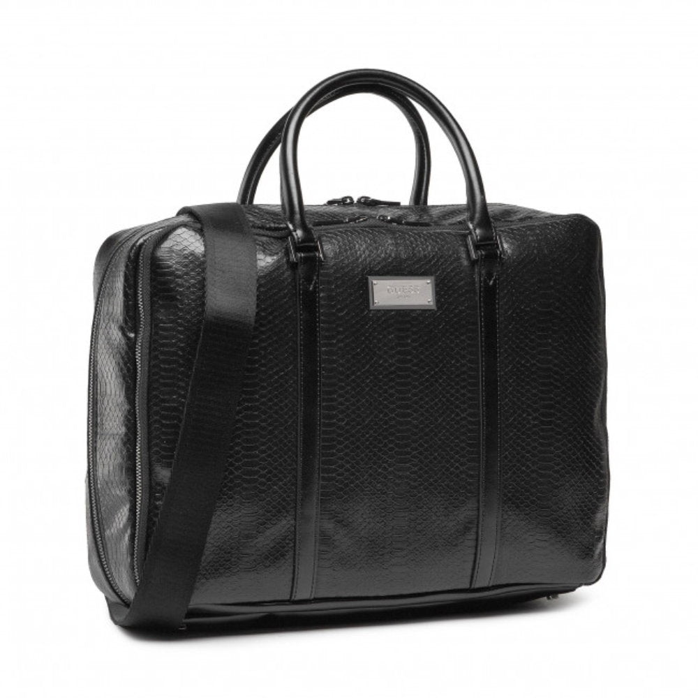 Guess Guess, Guess, Leder, Lederaktentasche, Laptopfach, Schwarz, 40 x 30 x 9 cm, Für Männer Regular