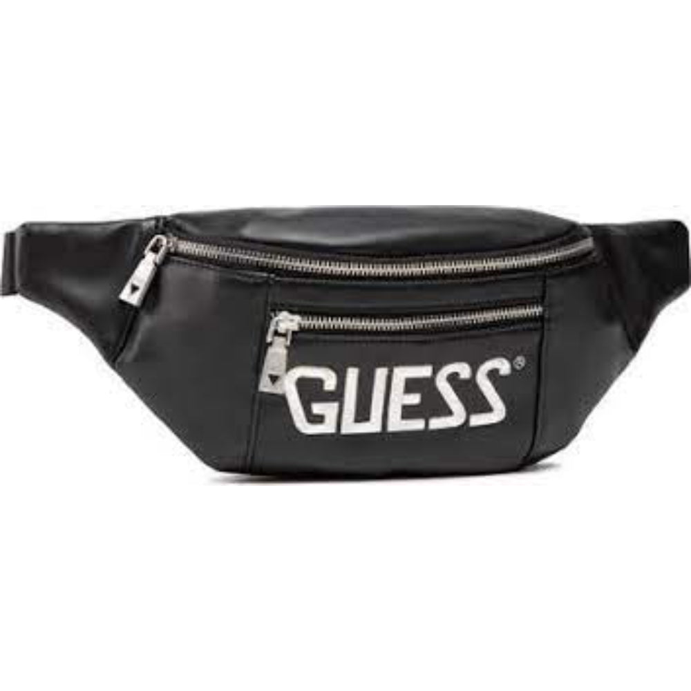 Guess, Salameda, Leder, Textil-Bauchtasche, Schwarz, 29,5/39 x 14 x 7 cm, Für Männer