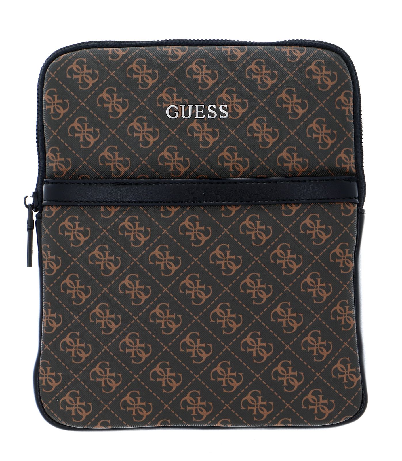 Guess Guess, Vezzola, Flacher Oberteil mit Reißverschluss, Textil-Umhängetasche, Braun, Für Männer Regular