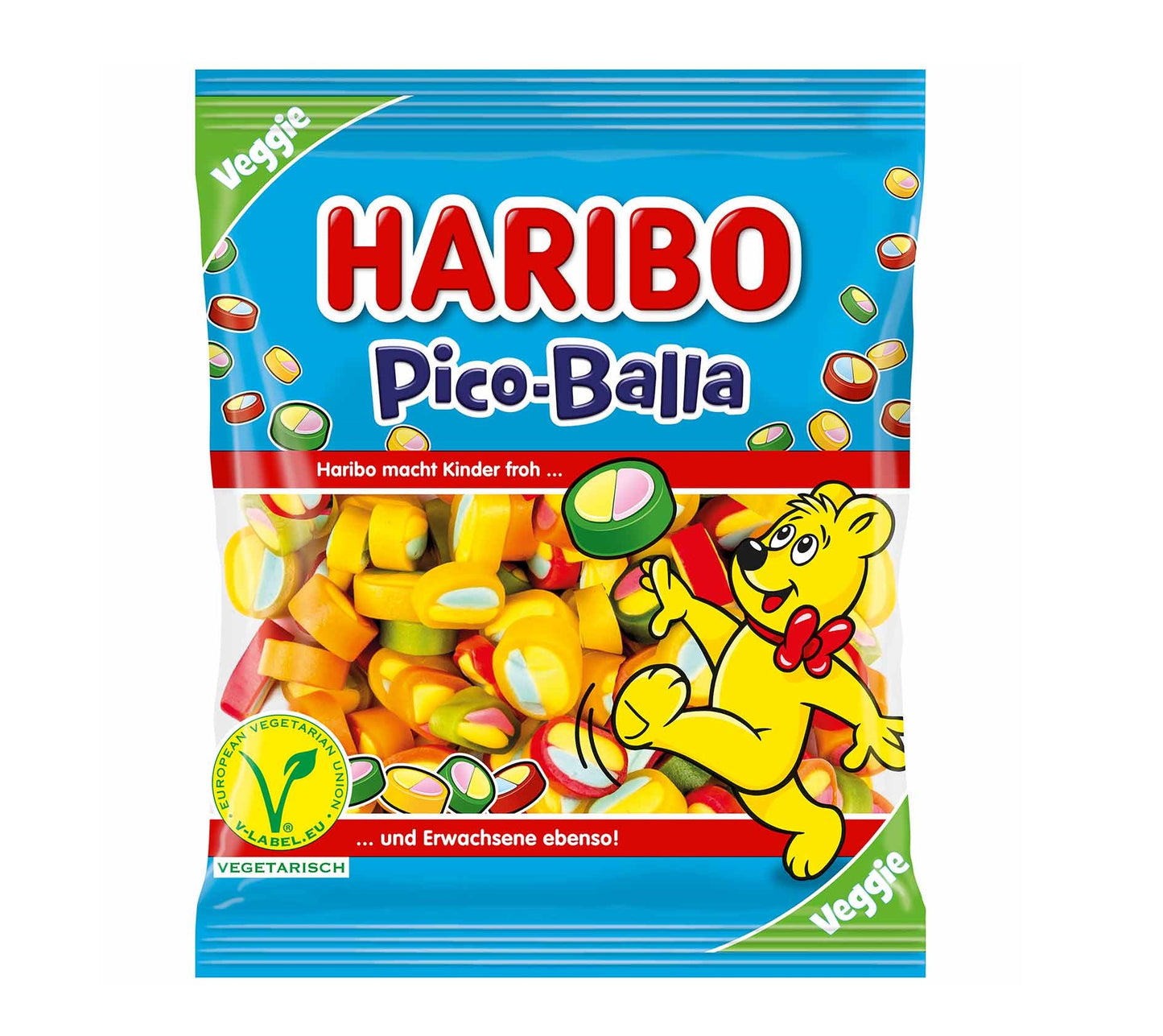 Haribo Pico-Balla vegetarisch 160g Fruchtgummi Stücke mit Konfektfüllung