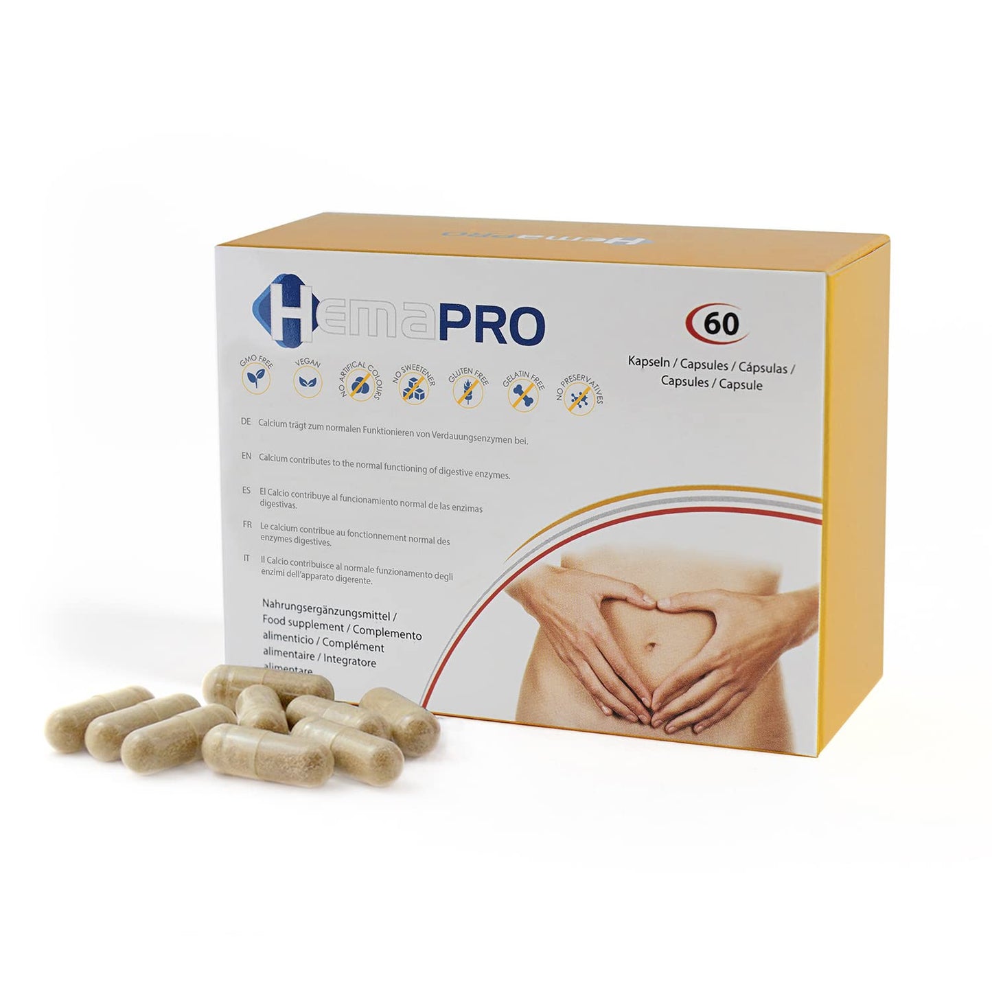 Hemapro Hemapro, Hemapro, Calcium, Plantago Ovata, Wheat Germ Extract & L-arginine, Prevent Hemorrhoids, Kapseln, 60 Capsules