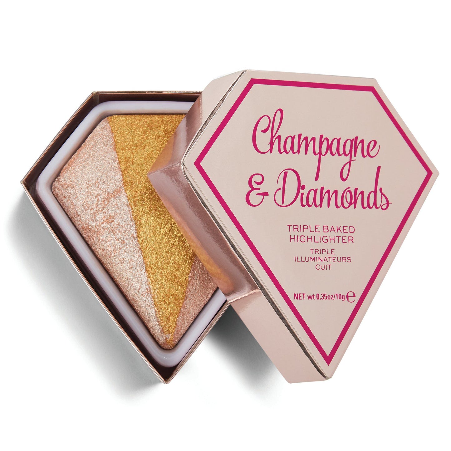 I Heart Revolution Champagne & Diamonds Highlighter-Puder – Dreifach gebacken, 10 g