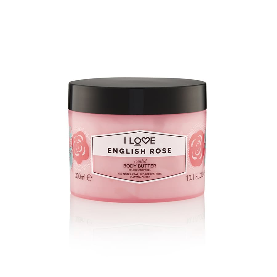 I Love I Love, Signature Collection, Vegan, Hydratisierend, Englische Rose, Körperbutter, 330 ml Regular