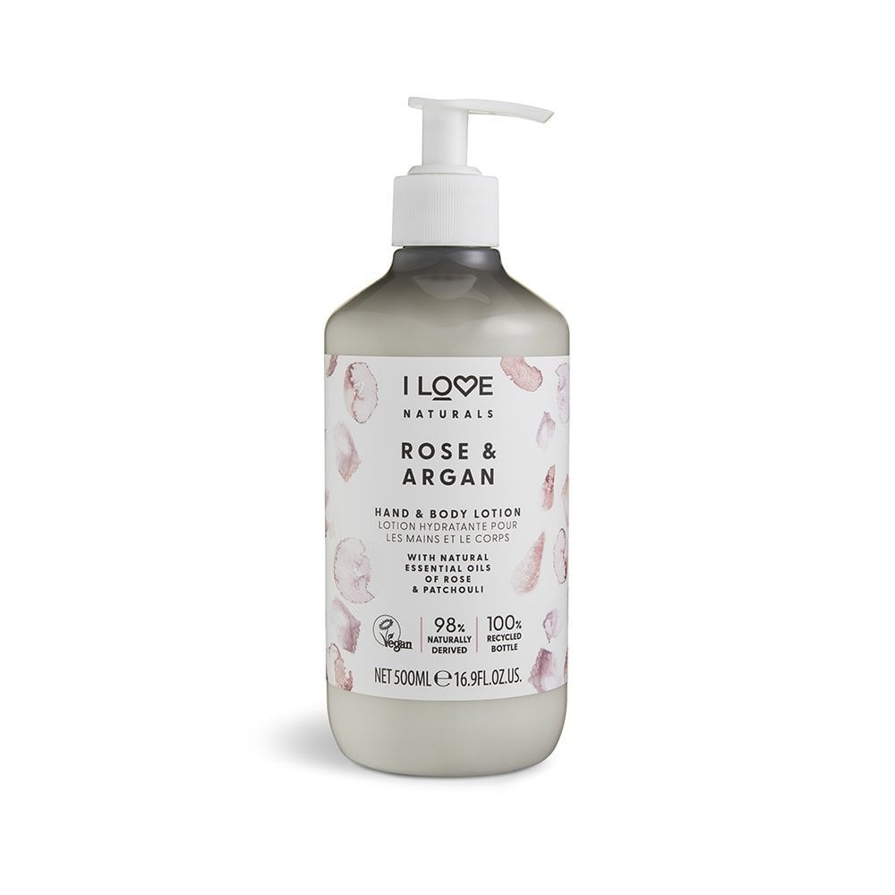 I Love I Love Naturals Collection Feuchtigkeitsspendende vegane Lotion Rose & Argan 500 ml für Bodylotion