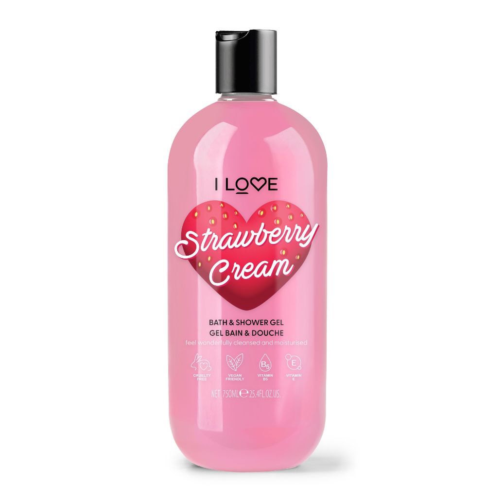 I Love Strawberries & Cream Duschgel 750 ml – Sanfte Pflege für alle Hauttypen